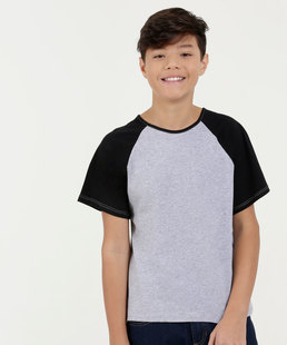 Camiseta Juvenil Bicolor Manga Curta