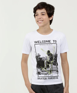 Camiseta Juvenil Estampa Skate Manga Curta MR