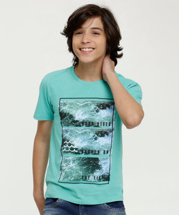 Camiseta Juvenil Estampa Surf Manga Curta MR