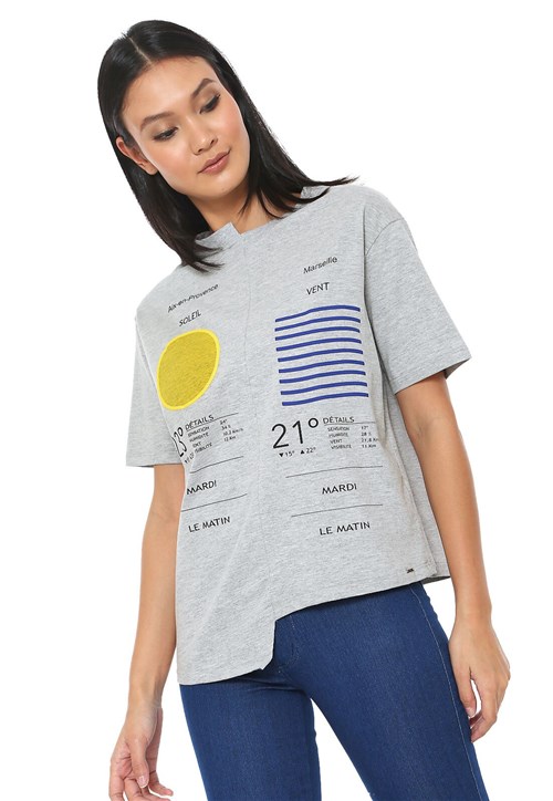 Camiseta Lez a Lez Provence Assimétrica Cinza