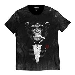 Camiseta Macaco de Terno Estiloso - PRETO - G