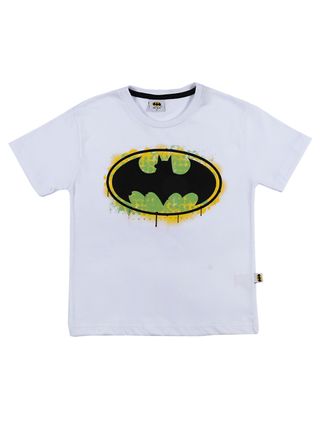 Camiseta Manga Curta Batman Infantil para Menino - Branco
