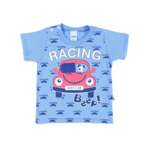 Camiseta Manga Curta Infantil para Menino - Azul M