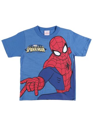 Camiseta Manga Curta Spider Man Infantil para Menino - Azul