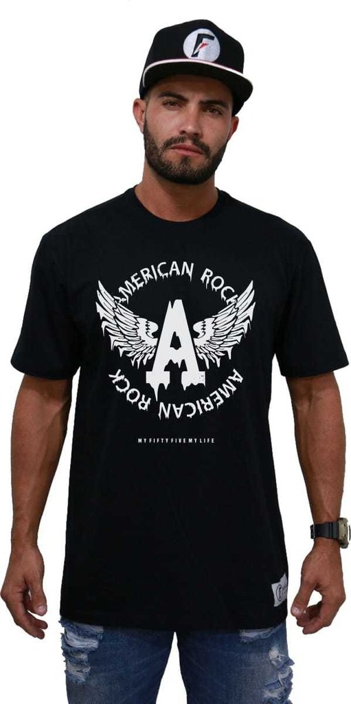 Camiseta Masculina America (Cópia) (Cópia) (M, Preto)
