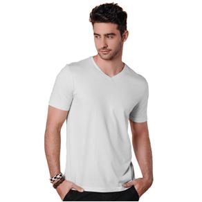 Camiseta Masculina Básica Gola V - BRANCO - G