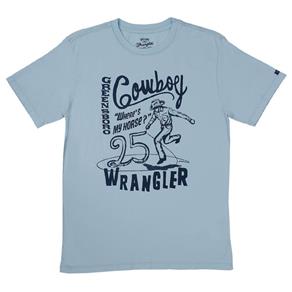 Camiseta Masculina Claro Regular Fit 100% Algodão - Wrangler - G - Azul