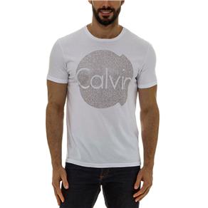 Camiseta Masculina CM61C01TC298 Calvin Klein - Tamanho P - Branco