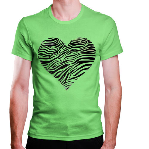 Camiseta Masculina Coração Textura Zebra Verde