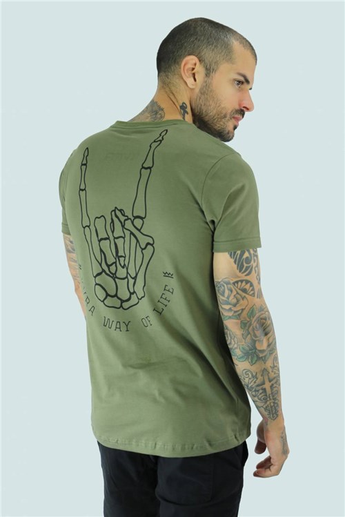 Camiseta Masculina Hand Skull - Verde (090219)