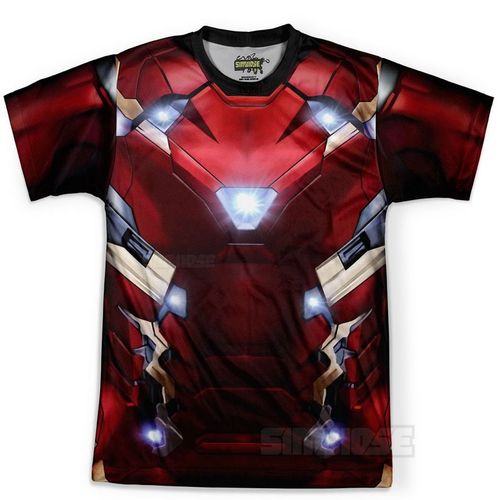 Camiseta Masculina Homem de Ferro Traje Iron Man Estampa Total Md02