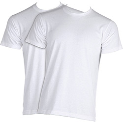 Camiseta Masculina Manga Curta Branca - 2 Peças - Basic +