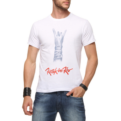 Camiseta Masculina Símbolo do Rock Branca - Dimona