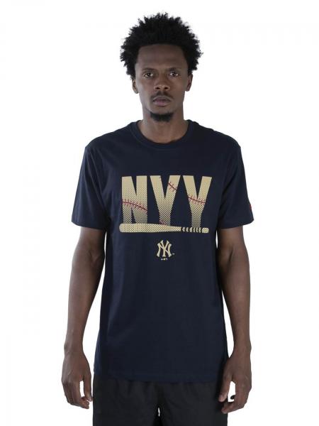 Camiseta Mlb New York Yankees Essentials Bat Preto Marinho New Era