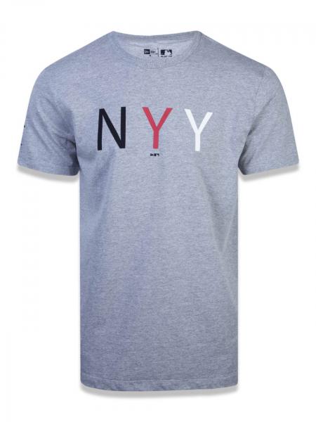 Camiseta Mlb New York Yankees Essentials Nyy Branco Preto Mescla Cinza New Era