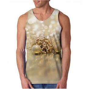 Camiseta Natal Christmas Gold Regata Masculina - M/Bege