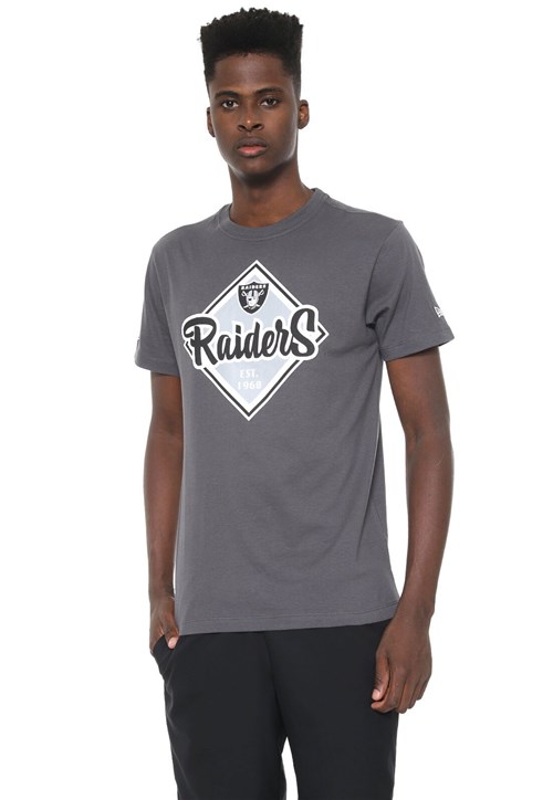 Camiseta New Era Oakland Raiders Retro Grafite
