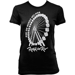 Camiseta Rock In Rio: Roda Gigante Preta Feminina - Dimona