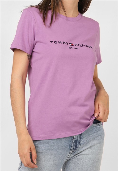 Camiseta Tommy Hilfiger Bordada Lilás