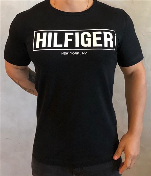 Camiseta Tommy Hilfiger Estampada (Preto, P)