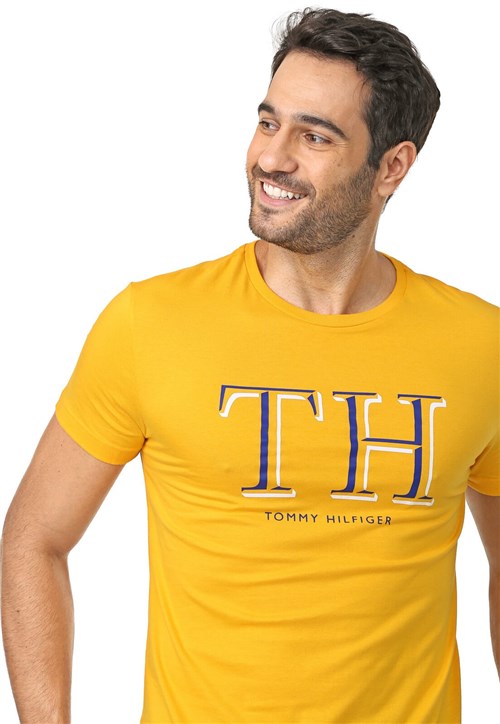 Camiseta Tommy Hilfiger Lettering Amarela