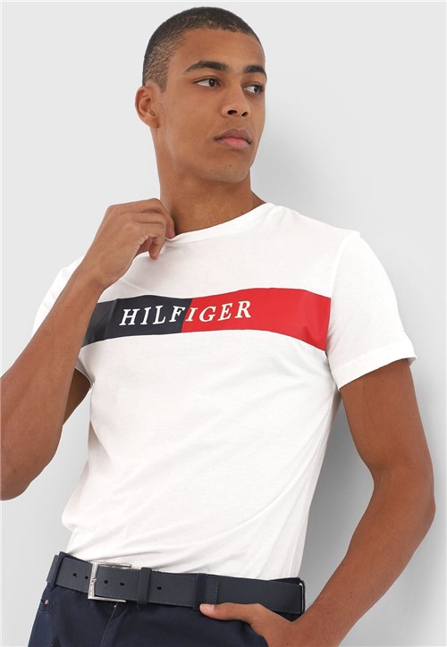 Camiseta Tommy Hilfiger Logo Off-White - Kanui