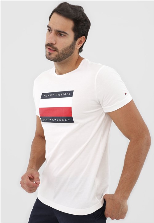 Camiseta Tommy Hilfiger Logo Off-White - Kanui
