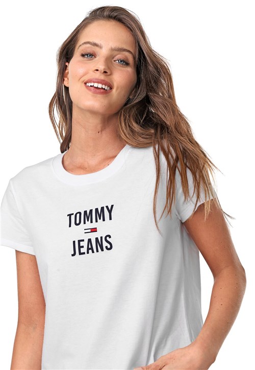 Camiseta Tommy Jeans Lettering Branca - Branco - Masculino - AlgodÃ£o - Dafiti