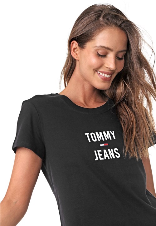 Camiseta Tommy Jeans Lettering Preta