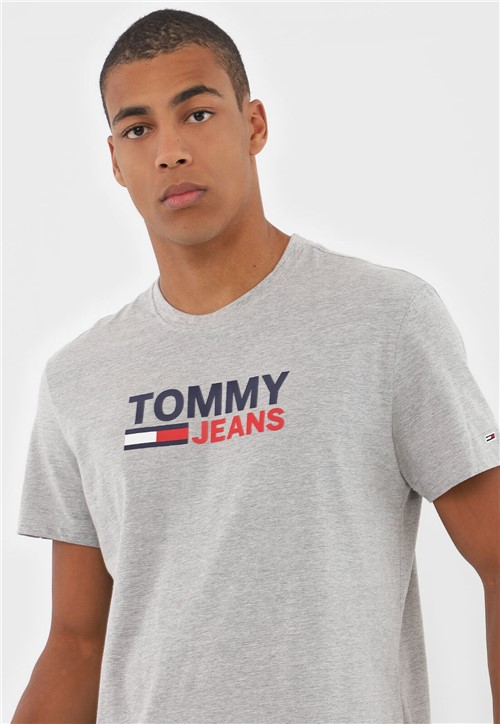 Camiseta Tommy Jeans Logo Cinza