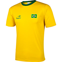 Camisa Topper Brasil Torcida Juvenil Tamanho 10 - Amarelo/Verde