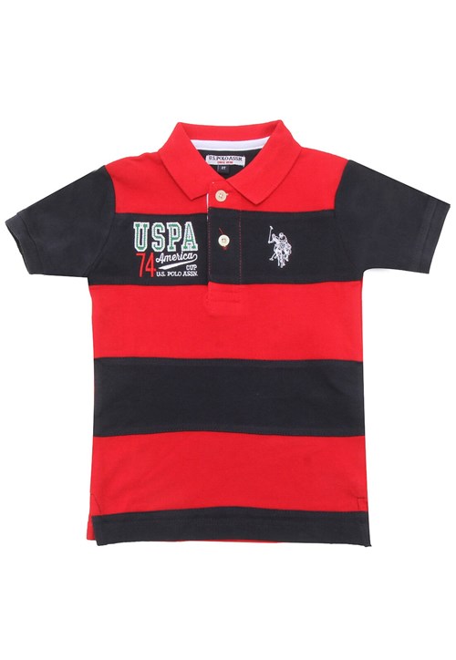 Camiseta U.S. Polo Menino Listrada Vermelha