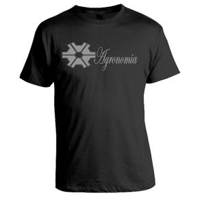 Camiseta Universitária Agronomia - Estampa Prata - M - PRETO