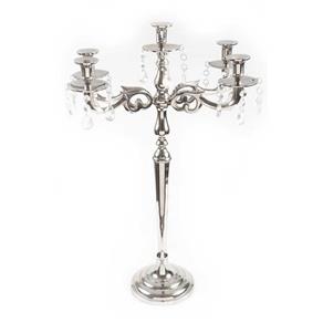 Candelabro para 5 Velas em Metal com Cristais - 68x47 Cm