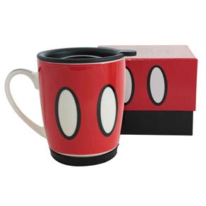 Caneca com Tampa e Base de Silicone do Mickey Disney 350 Ml - Vermelho