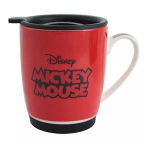 Caneca com Tampa e Base de Silicone Mickey - Zonacriativa - VERMELHO