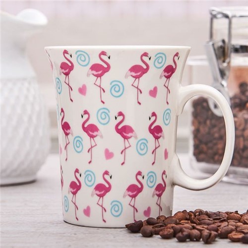 Caneca de Porcelana 320ml Flamingos Flamingos