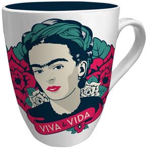 Caneca de Porcelana Branca Viva Frida Kahlo Urban - Branco
