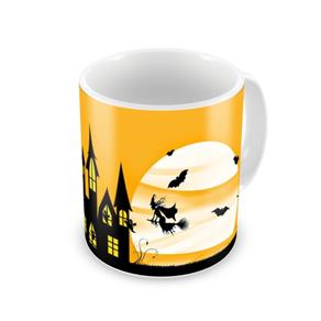 Caneca de Porcelana Halloween - Bruxa & Castelo