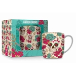 Caneca Porcelana 360ml - Caveira Flowers