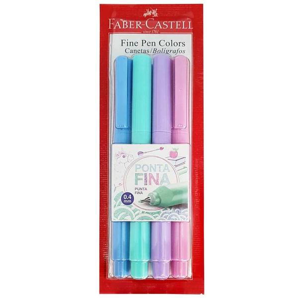 Caneta 0.4 Fine Pen 4 Cores Pastel Faber Castell
