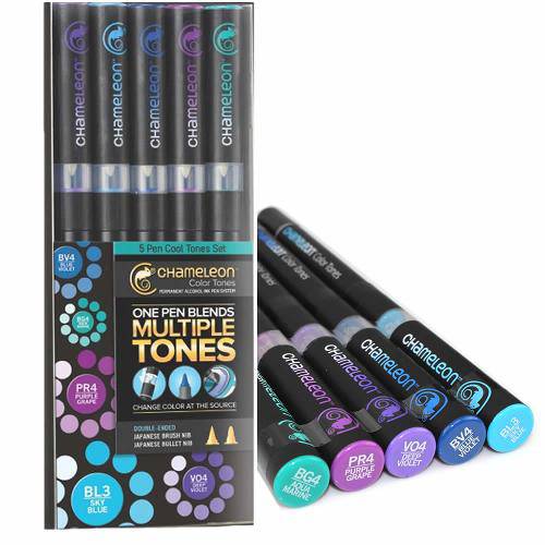Tudo sobre 'Caneta Chameleon Color Tones – Kit com 05 Canetas Tons Frios Ct0504'