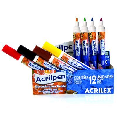 Caneta Colorida para Tecido Acrilpen - Acrilex - 520-PRETO