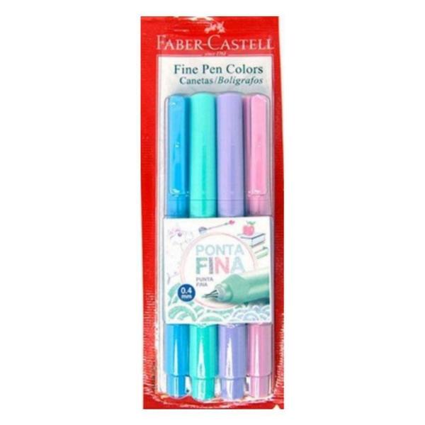 Caneta Fine Pen 4 Cores Pastel 0.4 - Faber Castell