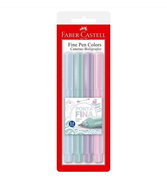 Caneta Fine Pen 4 Cores Pastel 0.4 Faber Castell