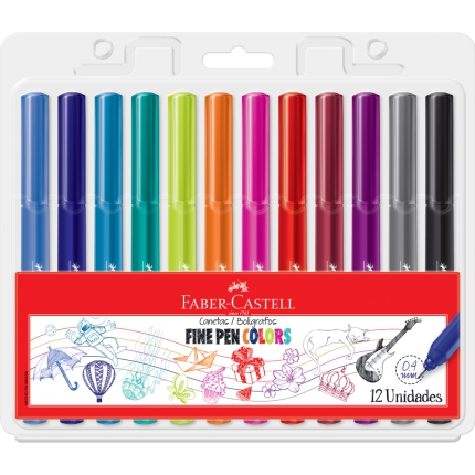 Caneta Fine Pen Color - 12 Cores - Faber Castell - Faber-castell
