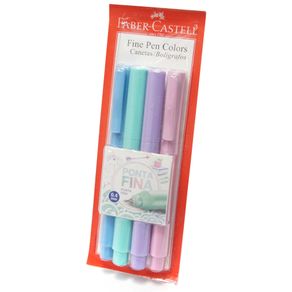 Caneta Fine Pen Colors 0,4 Mm Kit com 4 Cores Tons Pastéis Faber-Castell