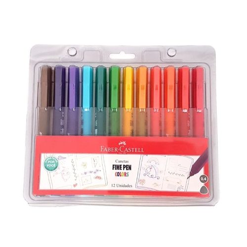 Caneta Fine Pen Colors 12 Cores Faber Castell