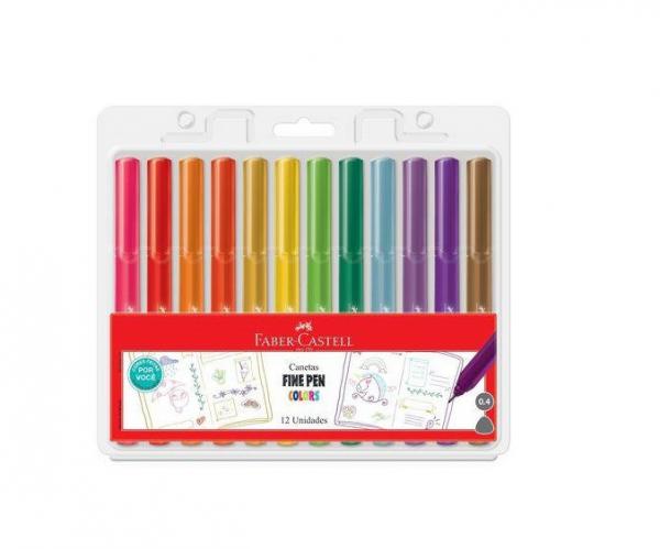 Caneta Fine Pen Colors com 12 Cores Faber-Castell