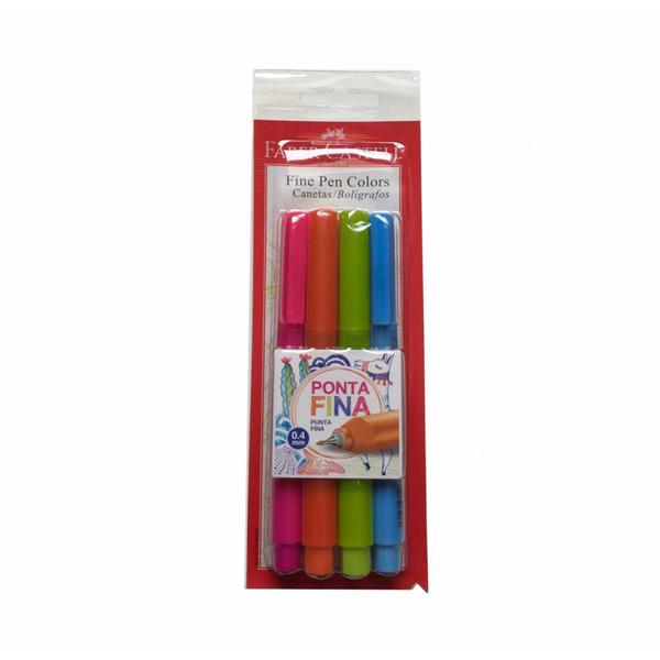 Caneta Fine Pen Colors com 4 Cores - Faber-Castell